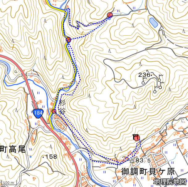 貝ヶ原渓流コース地図
